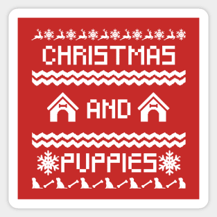 Christmas and Puppies - Dog Lovers Christmas Ugly Sweater Sticker